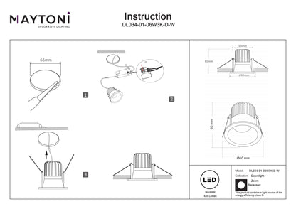 Downlight DL034-01-06W3K-D-W