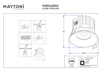 Downlight DL058-12W3K-BS