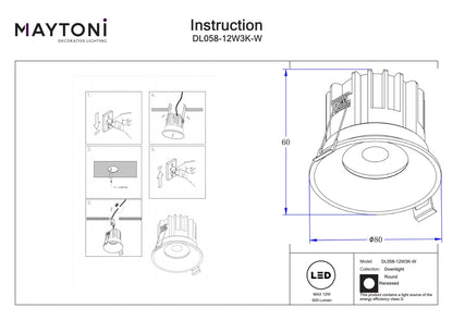 Downlight DL058-12W3K-W