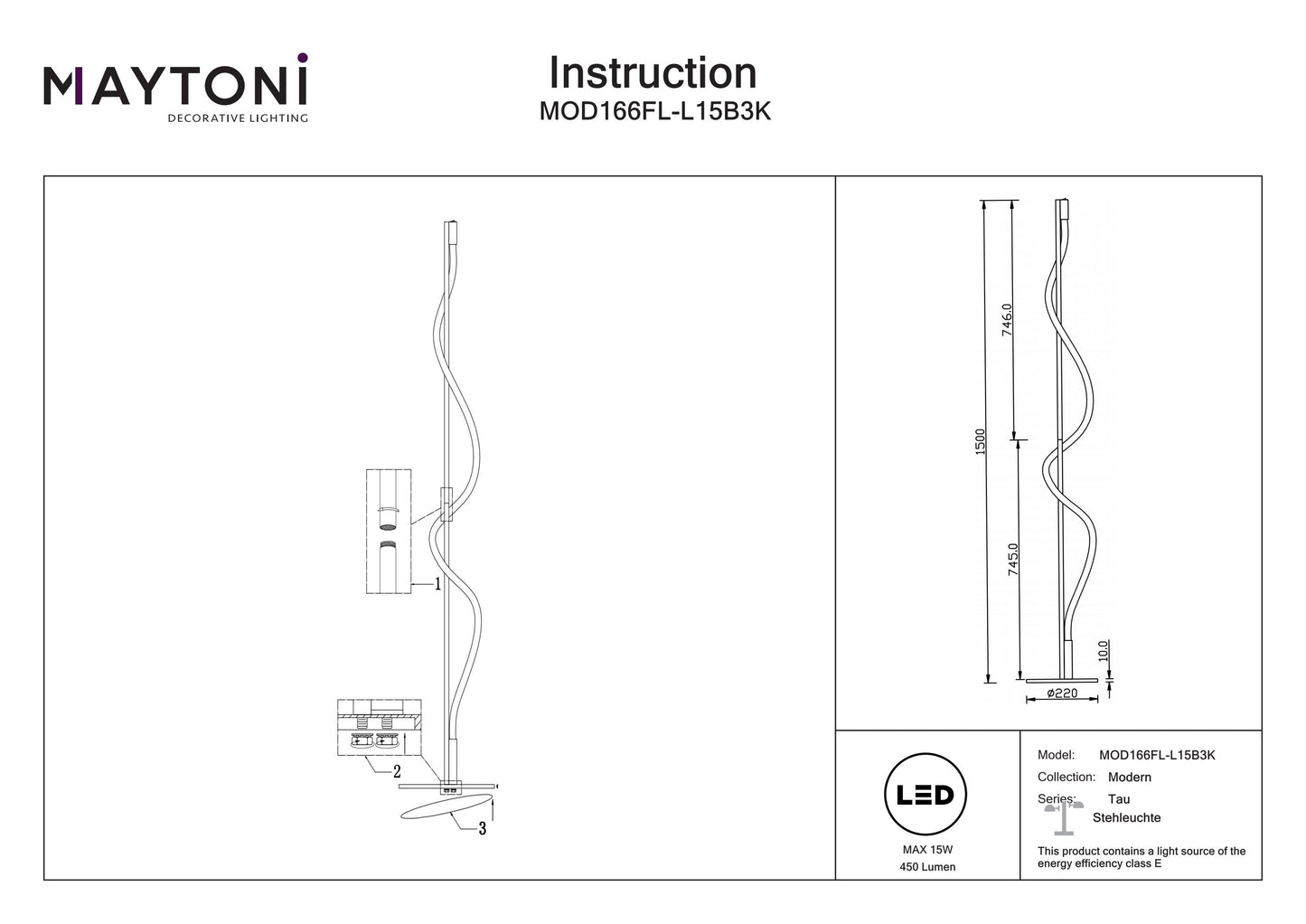 Floor Lamp MOD166FL-L15B3K