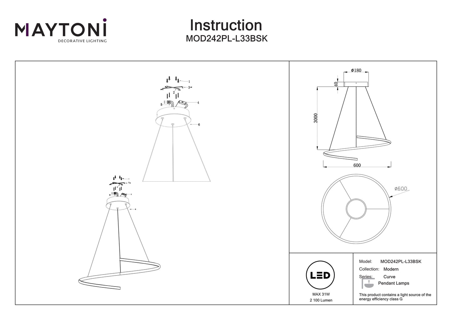 Ripatslamp MOD242PL-L33BSK