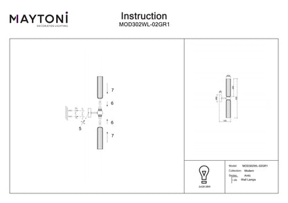 Wall lamp MOD302WL-02GR1
