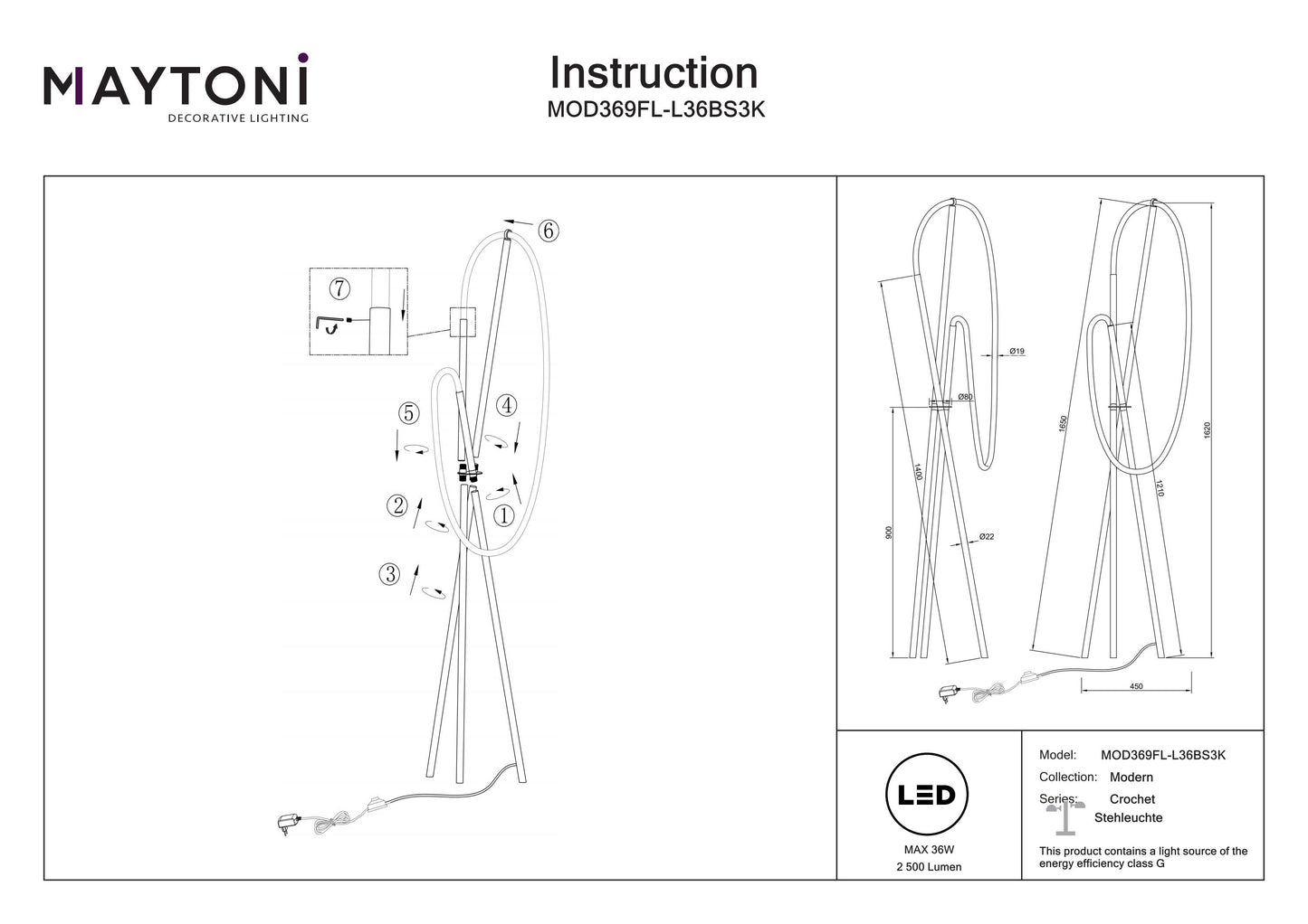 Floor lamp MOD369FL-L36BS3K