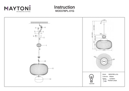 Pendant lamp MOD376PL-01G