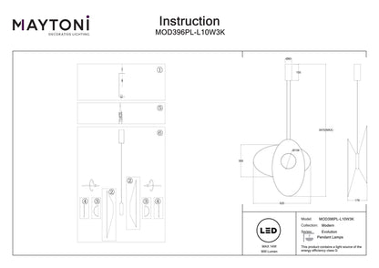 Pendant lamp MOD396PL-L10W3K