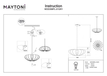 Pendant lamp MOD398PL-01GR1