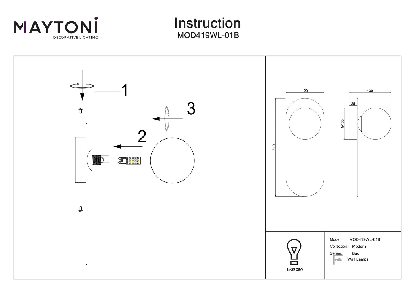 Wall Lamp MOD419WL-01B