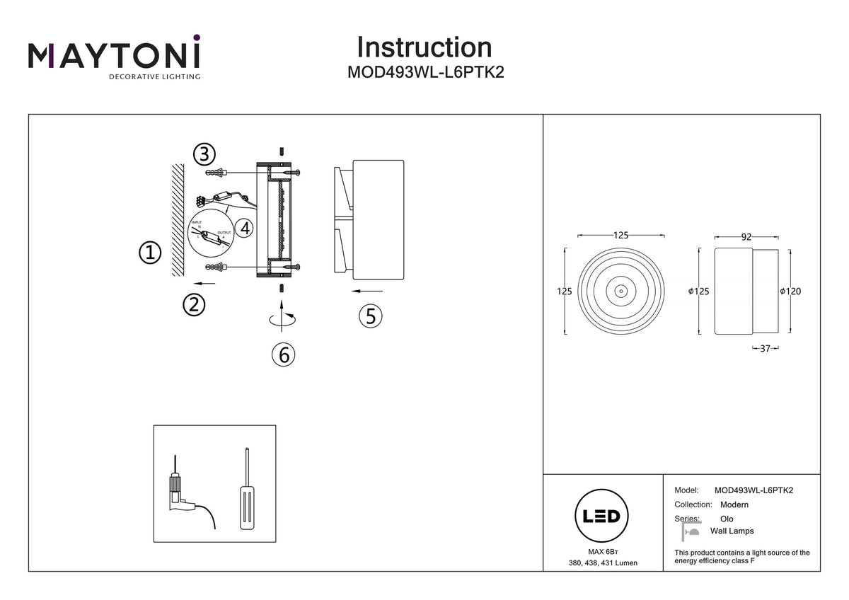 Lámpara de pared MOD493WL-L6PTK2