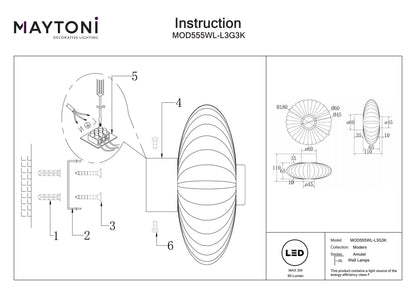 Wall lamp MOD555WL-L3G3K