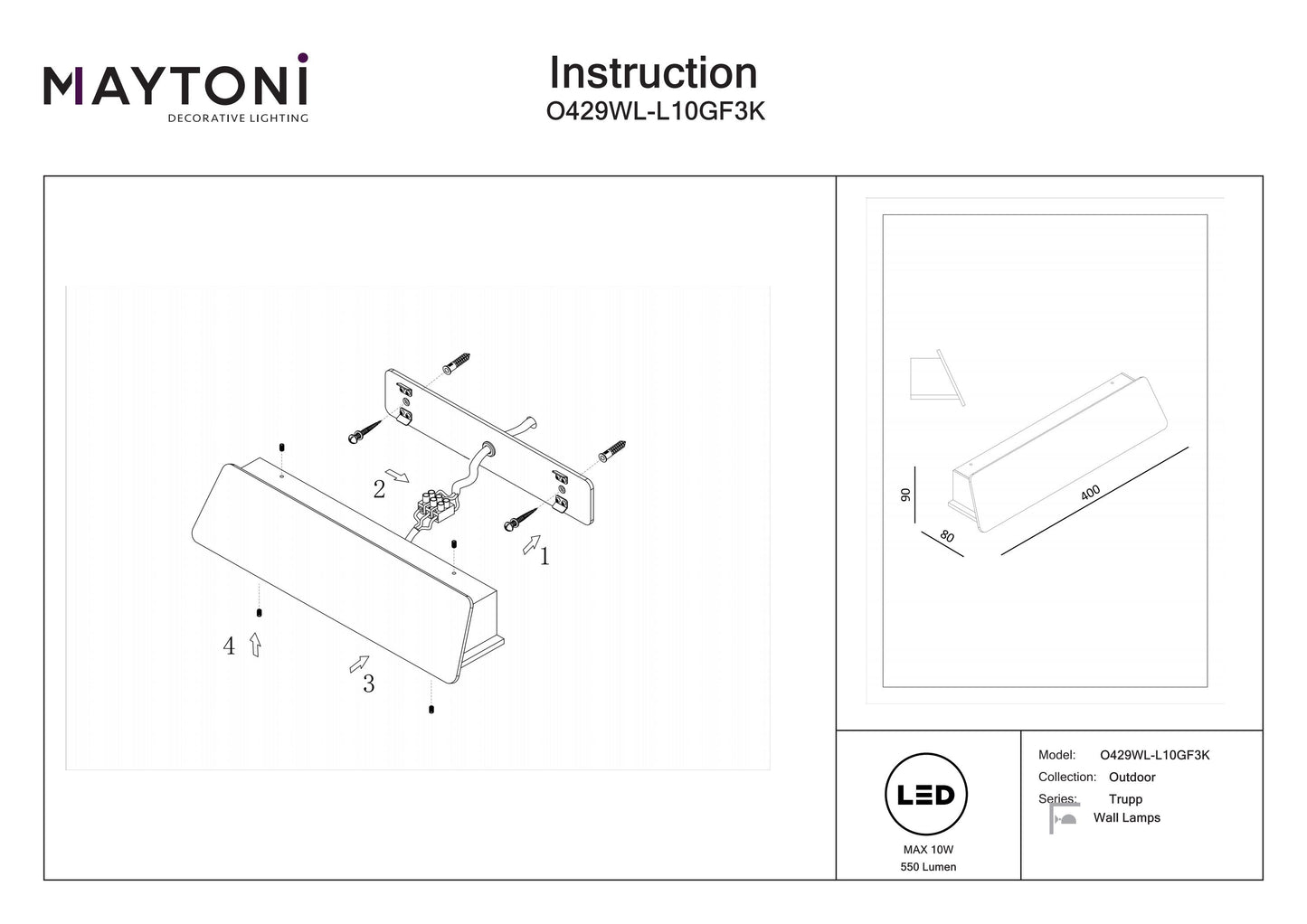Wall lamp O429WL-L10GF3K