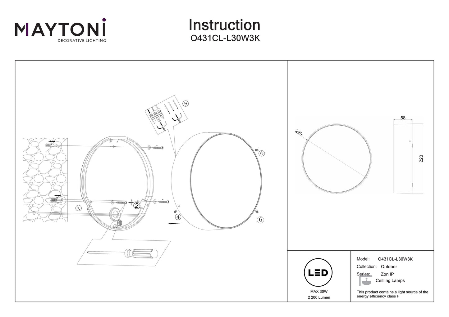 Ceiling Lamp O431CL-L30W3K