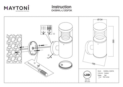 Wall lamp O439WL-L12GF3K