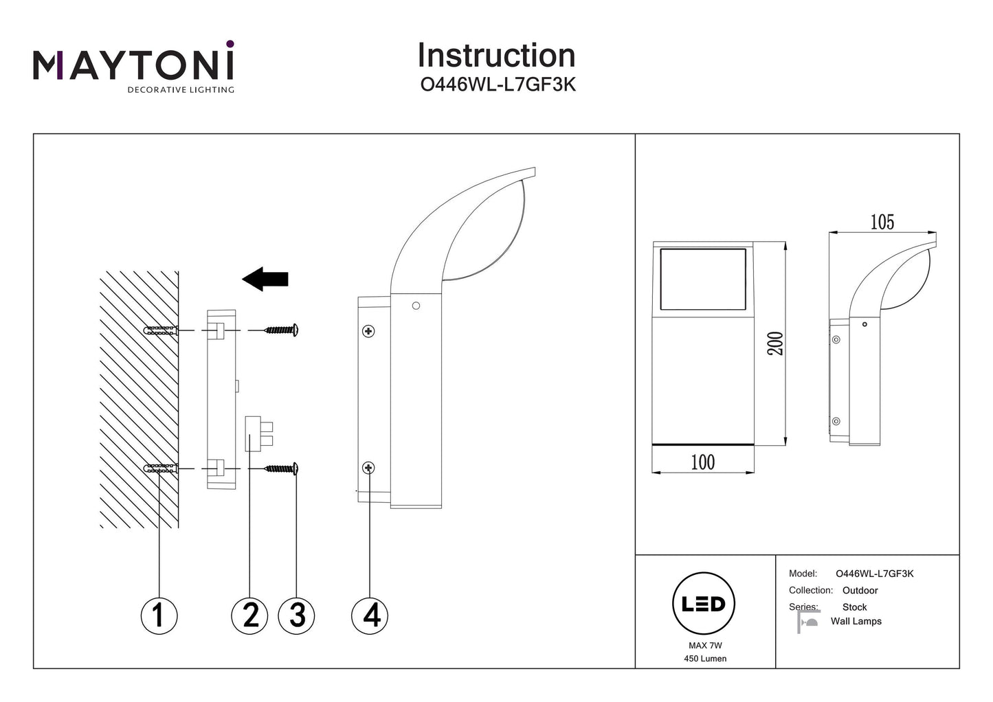 Wall lamp O446WL-L7GF3K