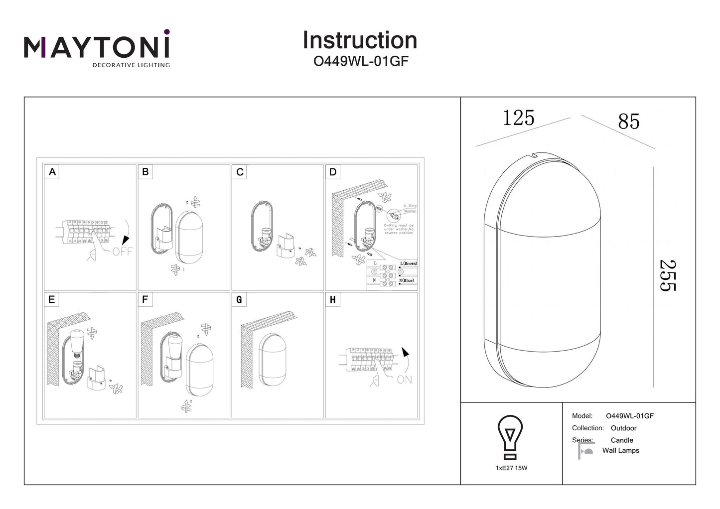 Wall lamp O449WL-01GF