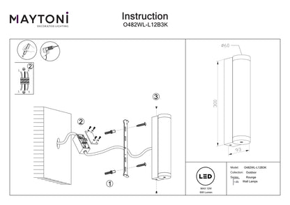 Wall lamp O482WL-L12B3K