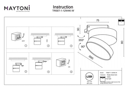 Track Lighting TR007-1-12W4K-W