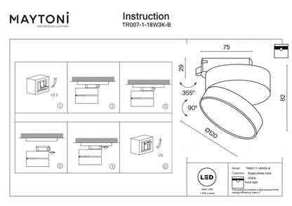 Track Lighting TR007-1-18W3K-B