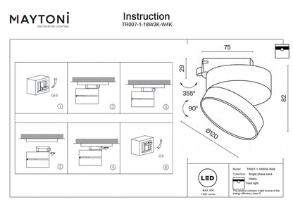 Track Lighting TR007-1-18W3K-W4K