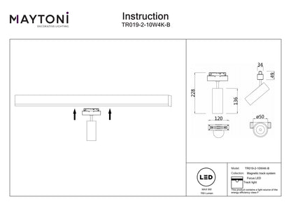 Track luminaire TR019-2-10W4K-B