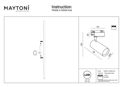 Track luminaire TR029-3-10W4K-S-B