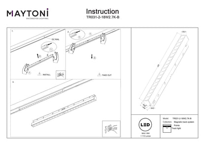 Track luminaire TR031-2-18W2.7K-B