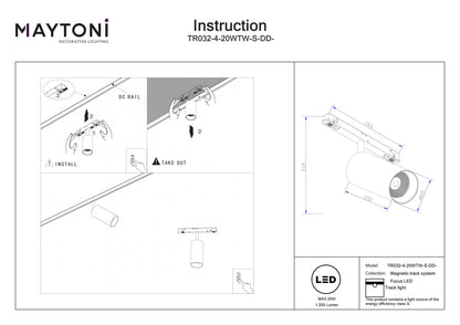 Track luminaire TR032-4-20WTW-S-DD-B