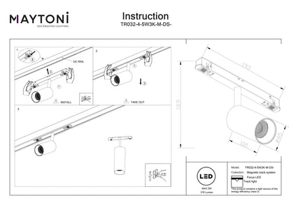 Track luminaire TR032-4-5W3K-M-DS-BBS