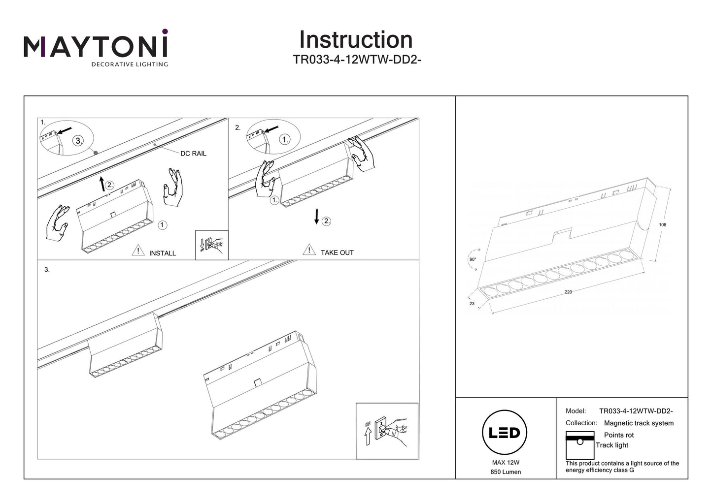 Track Luminaire TR033-4-12WTW-DD2-W
