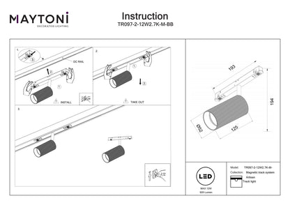 Track luminaire TR097-2-12W2.7K-M-BB