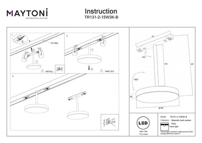 Track luminaire TR131-2-15W3K-B
