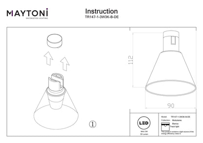 Track luminaire TR147-1-3W3K-B-DE