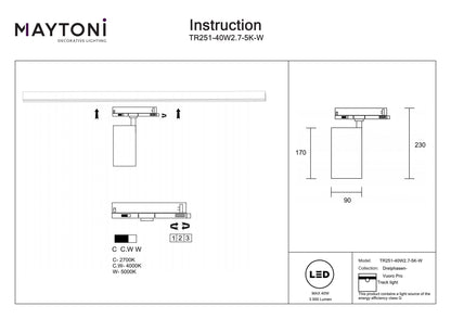 Track luminaire TR251-40W2.7-5K-W