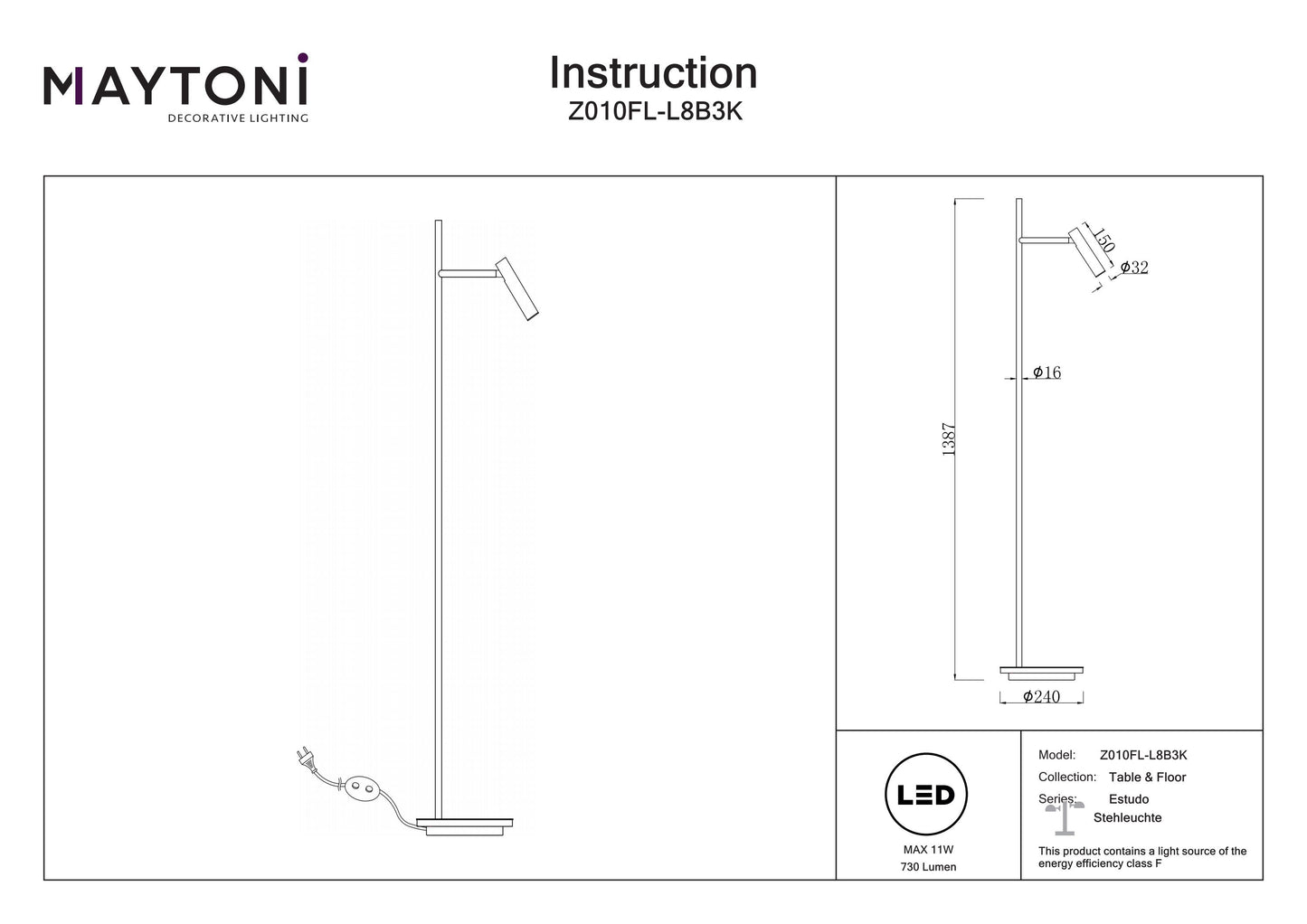 Floor Lamp Z010FL-L8B3K